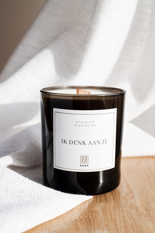 kaars zwart herdenkingskaars dood rouw geliefde rouwcadeau geschenk ik denk aan je geurkaars kaars