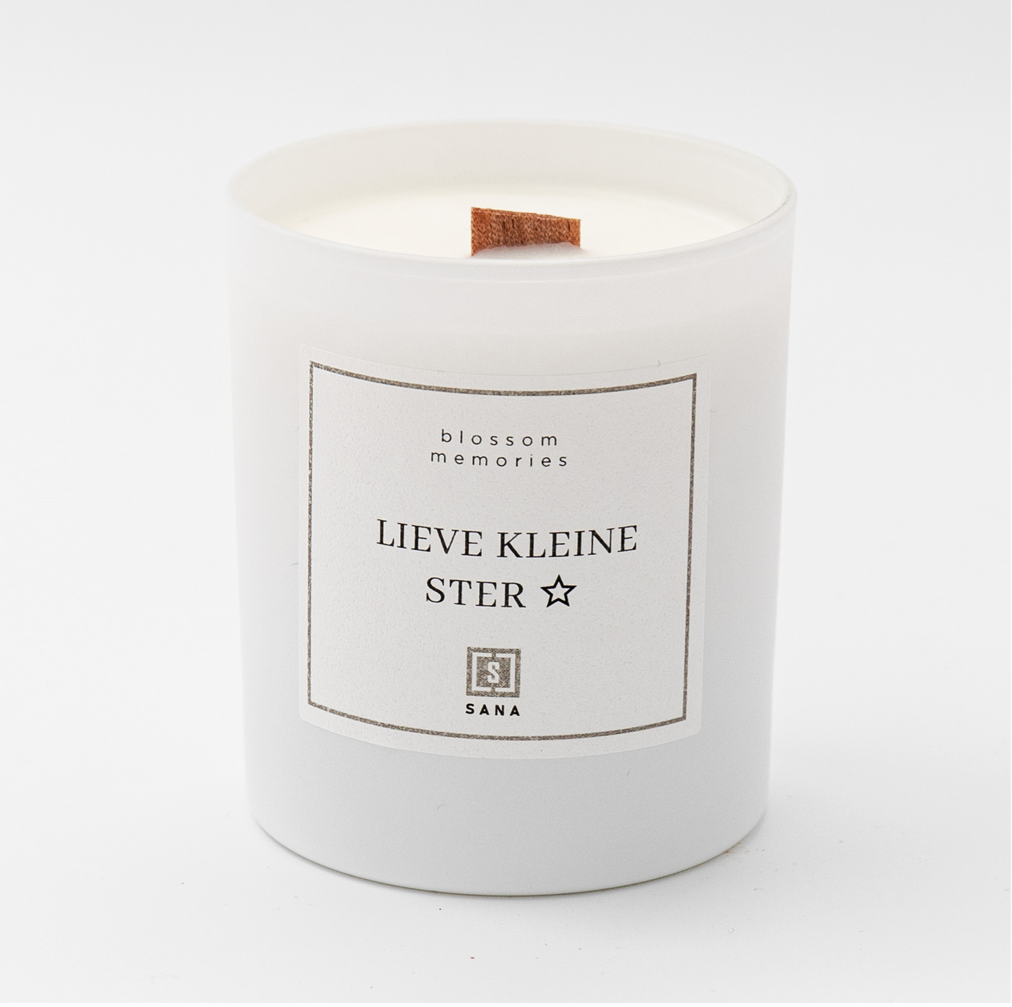 Kaars wit geurkaars herdenkingskaars woodwick dood rouw verlies rouwcadeau ster sterrekindje sterretje geschenk geliefde gemis