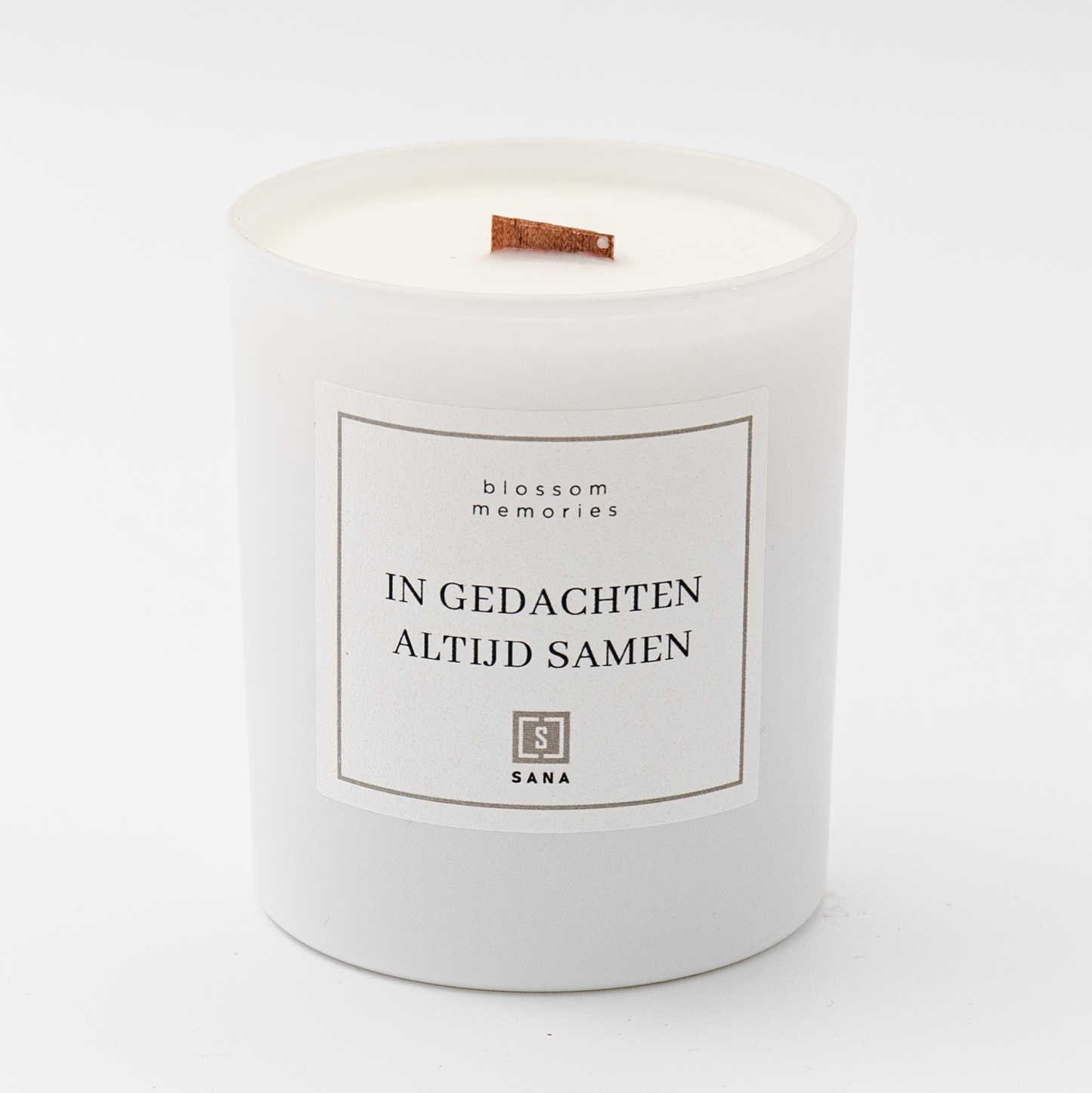 Kaars wit geurkaars herdenkingskaars woodwick dood rouw verlies rouwcadeau ster sterrekindje sterretje geschenk geliefde gemis in gedachten altijd samen