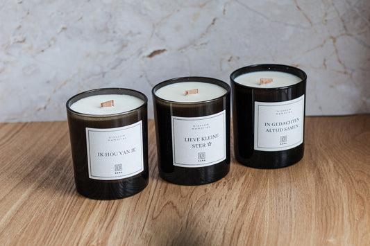 kaars zwart herdenkingskaars dood rouw geliefde rouwcadeau geschenk ik hou van je geurkaars kaars