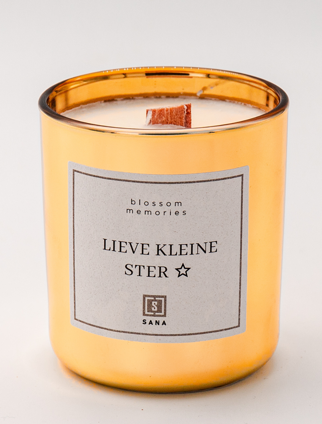 kaars goud herdenkingskaars dood rouw geliefde rouwcadeau geschenk ik denk aan je geurkaars kaars ster sterre kindje lieve kleine ster