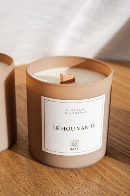 Geurkaars | IK HOU VAN JE | Beige