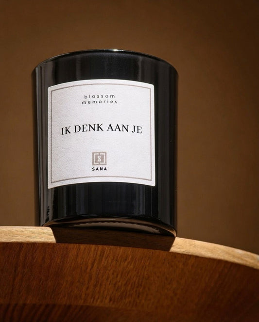 Geurkaars | IK DENK AAN JE | Zwart