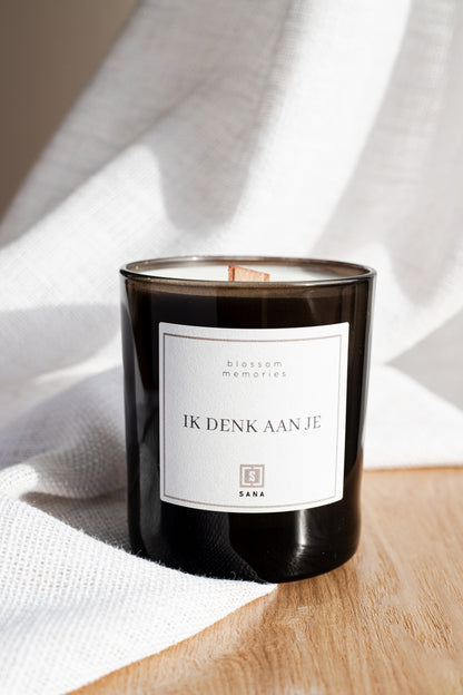kaars zwart herdenkingskaars dood rouw geliefde rouwcadeau geschenk ik denk aan je geurkaars kaars 