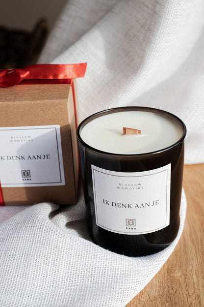 kaars zwart herdenkingskaars dood rouw geliefde rouwcadeau geschenk ik denk aan je geurkaars kaars 