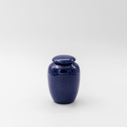 kleine mini blauwe urn keramiek voor mens en dier en familie urn