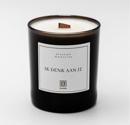 kaars zwart herdenkingskaars dood rouw geliefde rouwcadeau geschenk ik denk aan je geurkaars kaars 