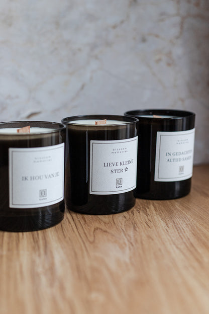 kaars zwart herdenkingskaars dood rouw geliefde rouwcadeau geschenk ik hou van je geurkaars kaars 